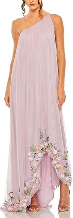 Mac Duggal One Shoulder Trapeze Embellished High Low Gown in Orchid Multi at Nordstrom, Size 10
