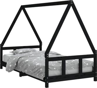 vidaXL Kids Bed Frame Black 90x190 cm Solid Wood Pine Vidaxl