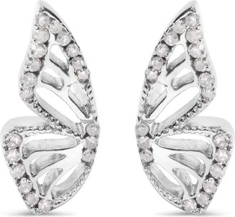 House of Brilliance 925 Sterling Silver 1/6ct TDW Diamond Butterfly Earrings