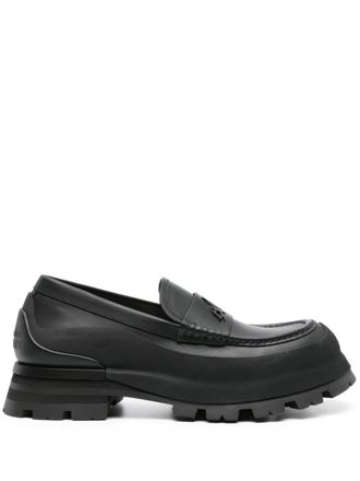 Alexander McQueen Alexander Mcqueen Mens Matte Black Leather Slip-ons - Size EU 44
