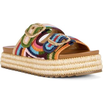 Azalea Wang Nikkei Platform Slide Sandal in Blue Multi at Nordstrom, Size 7.5
