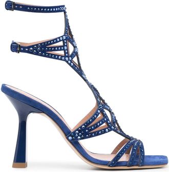 Alberta Ferretti 100mm embellished square-toe sandals - women - Polyester/Calf Leather/Calf Leather/Calf Leather - 39 - Blue