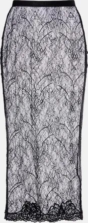 Valentino Floral sheer lace midi skirt