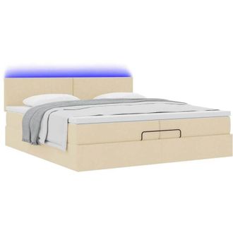 vidaXL Estructura De Cama Otomana Con Colchones Tela Crema 200x200cm Vidaxl