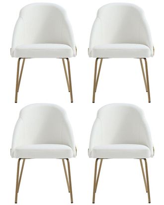 Manhattan Comfort Set of 4 Gracie Modern Leatherette Dining Chairs with Steel Legs
