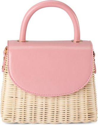 Olga Berg Elle Wicker Top Handle Bag in Pink at Nordstrom