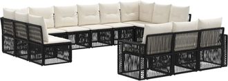 vidaXL Conjunto De Sof&aacute;s De Jard&iacute;n 13 Uds. Negro Y Blanco Crema Vidaxl