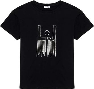 Liu Jo Tops, Dames, Zwart, S, Katoen, ECS T-Shirt Moda M/C