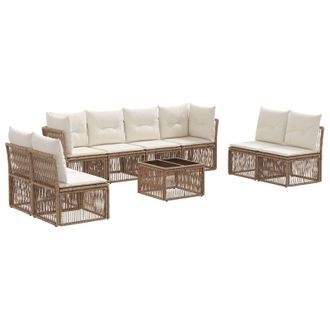 vidaXL Conjunto De Sof&aacute;s De Jard&iacute;n 9 Pcs Beige Rat&aacute;n Sint&eacute;tico Vidaxl