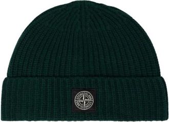 Stone Island Ribbelmuts van Wol - Heren - Hoeden - Groen - ONE Size - Wol - Accessoires