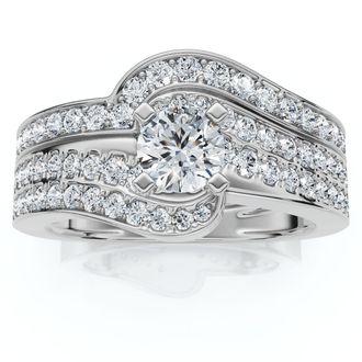 Pompeii3 1Ct TW Diamond Engagement Wedding Ring Set Lab Grown