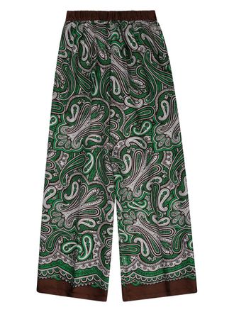 P.A.R.O.S.H. Silk Paisley Print Trousers - Green