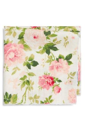 Clifton Wilson Pink & Olive Floral Cotton Pocket Square at Nordstrom