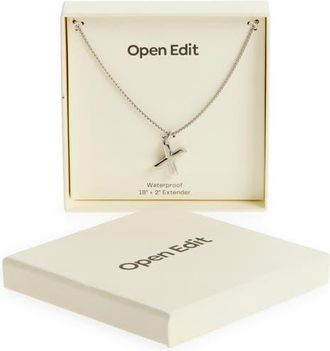 Open Edit Waterproof Bubble Initial Pendant Necklace in X- Silver at Nordstrom