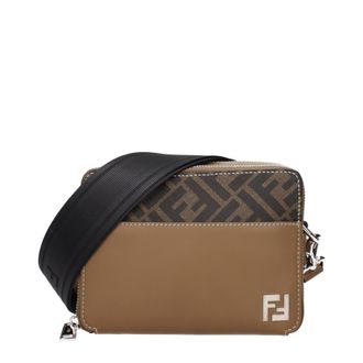 Fendi Crossbody Cameratas Herens Stof bruin/tabak
