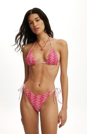 Cotton On Womens Palm Springs Crochet Micro Triangle Bikini Top in Spicy Red Bon Bon Pink at Nordstrom, Size X-Small