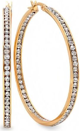 Steeltime 18k Gold Plated Cubic Zirconia Oval Hoop Earrings at Nordstrom Rack