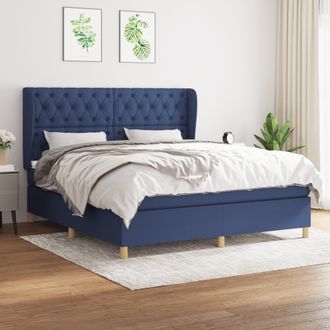 vidaXL Vidaxl - Cama Box Spring Con Colch&oacute;n Tela Azul 160x200 Cm