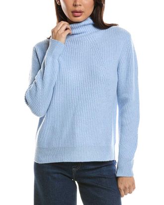 Fort&eacute; Cashmere Fashioned Rib Funnel Neck Cashmere Sweater