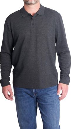 Vince Double-Faced Long Sleeve Polo Shirt In Heathered Grey