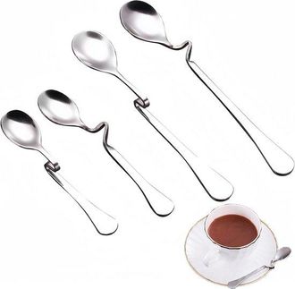 No Brand Allecto Plus - 4 Cucharas Colgantes De Acero Inoxidable Para Mermelada Y Miel Con Gancho - Cuchara Espiral Para Mermelada Y Caf&eacute;