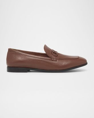 Ferragamo Soldy Hammered Deerskin Leather Loafers