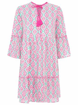 Zwillingsherz Sommerkleid ZWILLINGSHERZ Ovale Ranken, Damen, Gr. SM (S/M), N-Gr, rosa (mittelpink), Obermaterial: 100% Baumwolle, gemustert, loose fit ca. Mitte Kni