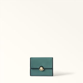 Furla Sfera Portafoglio Compatto S Edera Green Verde Pelle Di Vitello Sidney Bicolore Donna