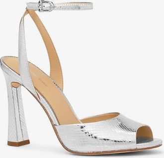 Michael Kors Rosie Metallic Snake Embossed Leather Sandal