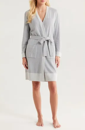 Barefoot Dreams CozyChic Lite Tonal Contrast Robe in Vapor/Skylight at Nordstrom, Size Xx-Small
