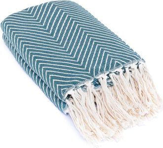 Febronie Manta plaid algod&oacute;n azul petr&oacute;leo 160x250