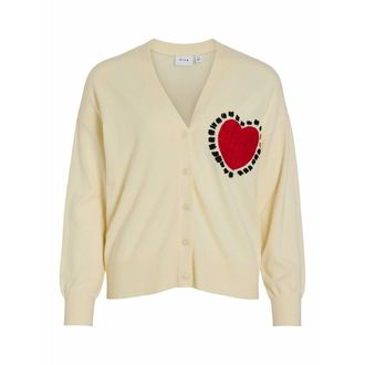 Vila Vest met V-hals en knoopsluiting, hartdetail op borst