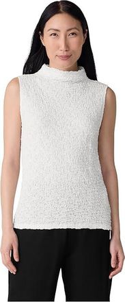 Eileen Fisher Bubble Jacquard Funnel Neck Slim Tank Top Womens Clothing Ivory : XL, Cotton/Nylon/Spandex