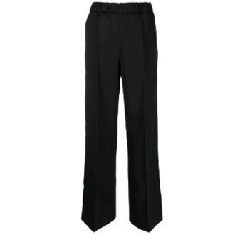 Jil Sander Wide Trousers, female, Black, Size: S Black Straight Trousers