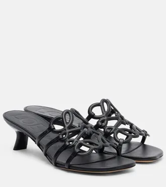 Loewe Petal Anagram leather mules