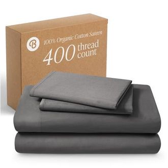 Bare Home 400 Thread Count Organic Cotton Sateen Sheet Set in Grey at Nordstrom, Size Twin X-Long