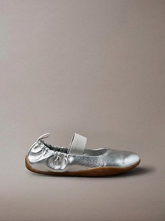 Calvin Klein Zapatillas Bailarinas H&iacute;bridas De Piel Acabado Met&aacute;lico