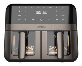 OEM Freidora Por Aire Aiwa Futago Afr-9000 9l 2400w 8 Programas Doble Cesta Y Ventana Acero