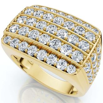 Pompeii3 3Ct Wide Diamond Mens Ring 14k White or Yellow Gold Lab Grown