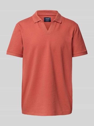 Mc Neal Regular Fit Poloshirt mit V-Ausschnitt in Terra, Gr&ouml;&szlig;e L