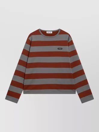 Miu Miu long sleeve round neck striped knitwear