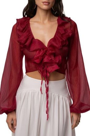 JLUXLABEL Delilah Ruffled Top in Berry at Nordstrom, Size Medium