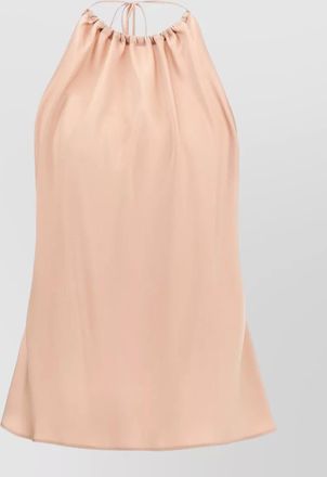Pinko satin gathered halterneck sleeveless blouse