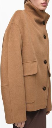 Mango Basquiat Funnel Neck Coat in Medium Brown at Nordstrom, Size Xx-Small