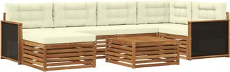 vidaXL Conjunto De Sof&aacute;s De Exterior 7 Uds. Natural Y Crema Vidaxl