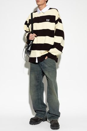 Balenciaga Shirt With Striped Pattern, Mens, Brown