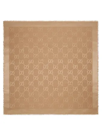 Gucci Wool And Silk Jacquard Shawl With Gg Pattern