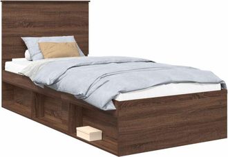 vidaXL Estructura De Cama Con Cabecera Roble Marr&oacute;n 90 X 190 Cm Vidaxl