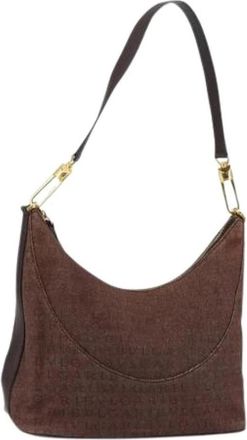 Bulgari Pre-owned Canvas Schoudertas - Dames - Vintage Schoudertas - Bruin - ONE Size - Vintage