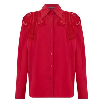 Alberta Ferretti Overhemden, Dames, Rood, S, Katoen, Klassiek Overhemd